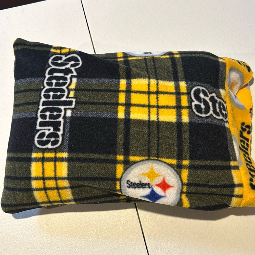 Handmade Fleece Steelers Mini Pillow Cover (comes with new wee pillow)